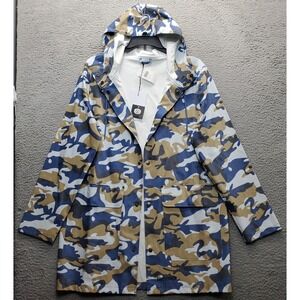 Stutterheim Raincoat Men Large Multicolor Camouflage Flap Pocket Hood Snap Front